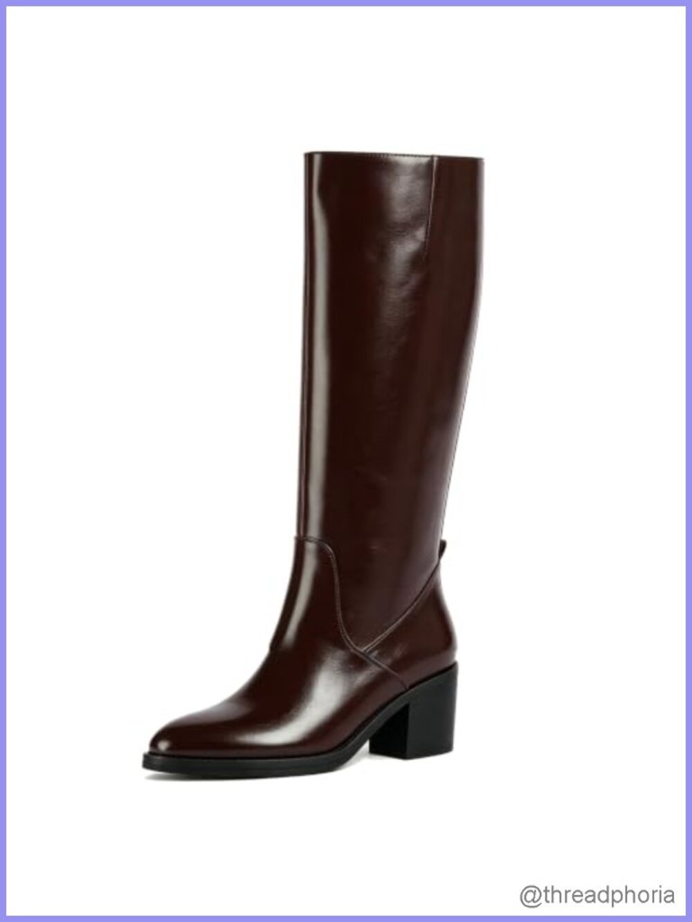 Faux Leather Knee High Chunky Heel Boots